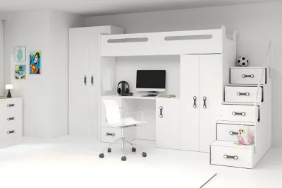 Dviaukštė lova su spinta ir rašomuoju stalu Zara