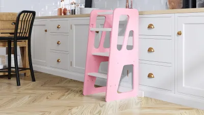 Pagalbinis virtuvės bokštelis vaikams, laipteliai montessori trikampiai